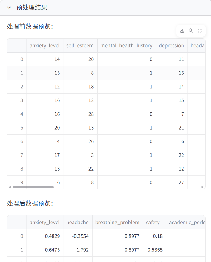 数据预处理-预处理结果